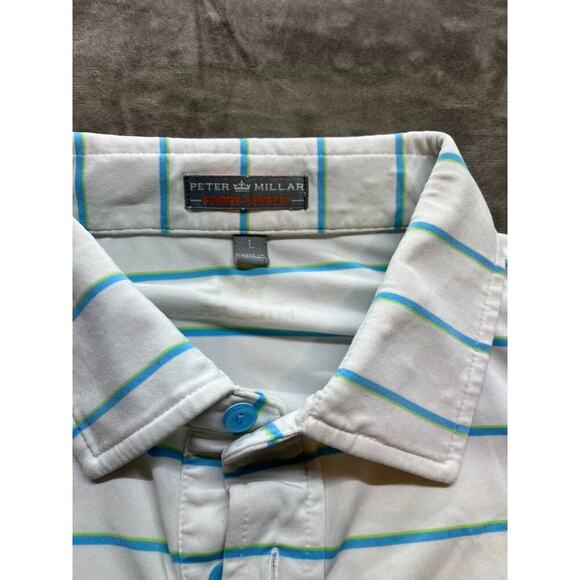Peter‎ Millar Mens White Golf Polo Shirt Large Summer Comfort PCG Logo - Picture 4 of 5